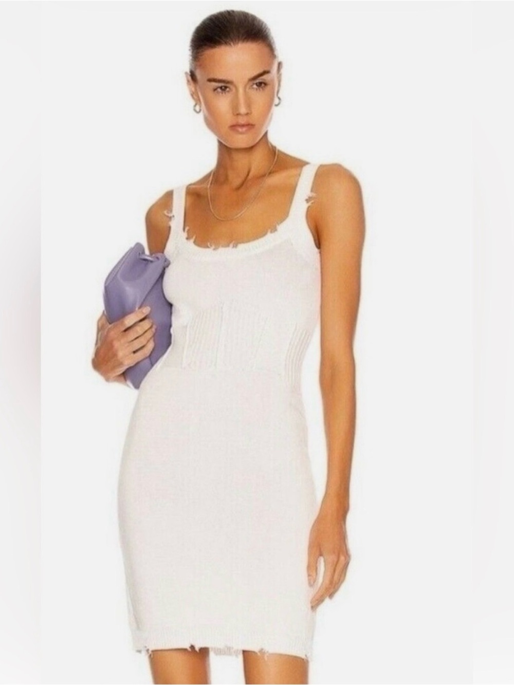 SER.O.YA White Sleeveless Ribbed Mini Dress